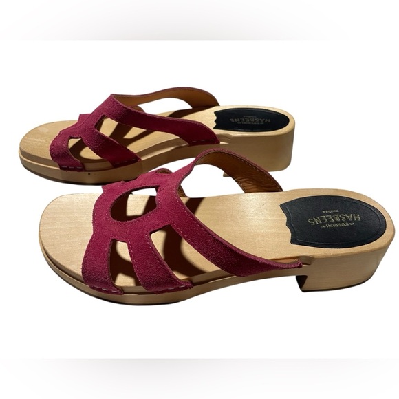 Swedish Hasbeens Women's Burgundy Mules - Picture 3 of 5
